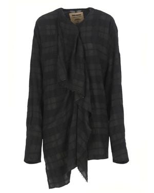 Uma Wang Asymmetric Ruffle-Detail Wool Blend Blouse By - Black