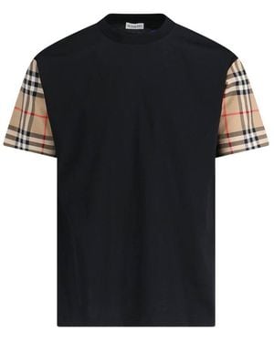 Burberry Net Sustain Checked Poplin-Trimmed Cotton-Jersey T-Shirt - Black