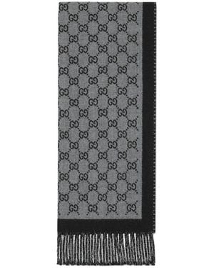 Gucci Gg Wool Scarf - Grey