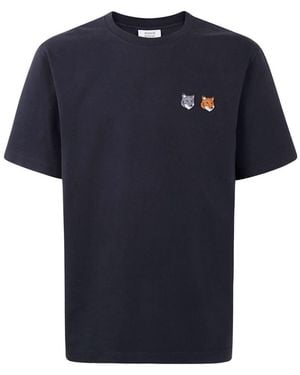 Maison Kitsuné Double Bold Fox Head Cotton T-Shirt - Blue