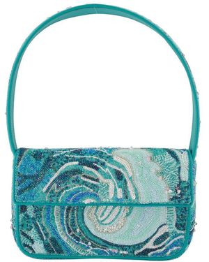 STAUD Tommy Beaded Shoulder Bag - Blue
