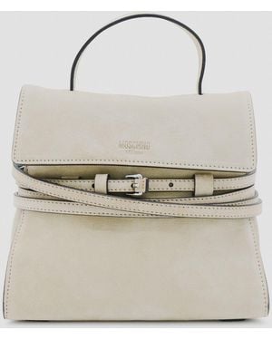 Moschino Light Leather Top Handle Bag - Natural