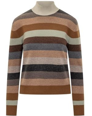 Tory Burch Striped Jumper With High Neck - Multicolour