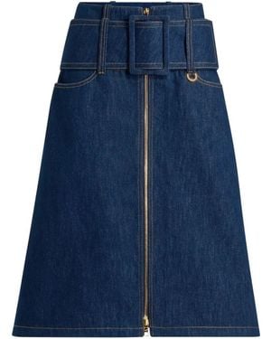 Patou Zipped Midi Belted Skirt Clothing - Blue