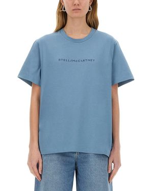 Tシャツ・カットソー STELLA MCCARTNEY Woman T-Shirt Blue 6J015833SPY48 4700 WMNS) adidas by Stella McCartney Logo T-Shirt 'Blue White