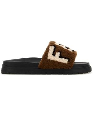 Fendi Logo Slides - Brown