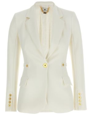 Elisabetta Franchi Jewel Strap Blazer - White