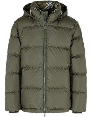 Burberry 'Bideford' Polyester Down Jacket With Detachable Sleeves - Green