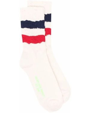 Golden Goose Socks High Rib Stripes Ripped - Red