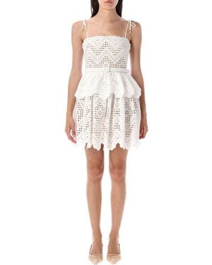 Self-Portrait Cotton Broderie Mini Dress - White