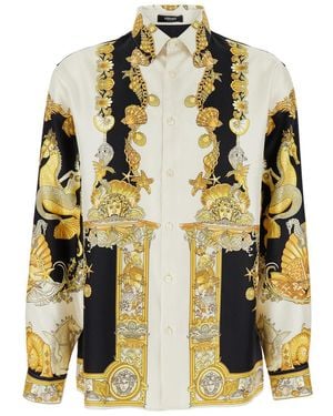 Versace Shirt With 'Coral Theatre' Print - Yellow