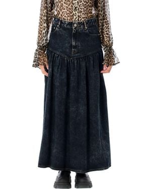 Ganni Washed Denim Skirt - Black