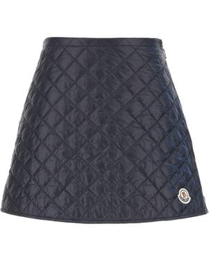 ミニスカート MONCLER Moncler Polyamide Mini Skirt Moncler - Black Square-Quilted Padded Wrap Mini Skirt