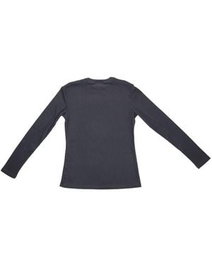 LA ROSE Long Sleeve Ribbed T-Shirt - Blue