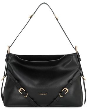 Givenchy Voyou Media Leather Shoulder Bag - Black