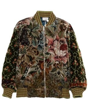 Pierre Louis Mascia Printed Silk Blend Bomber Jacket - Green