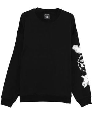 Y-3 Cloud-print Crew-neck Sweatshirt Clothing - Black