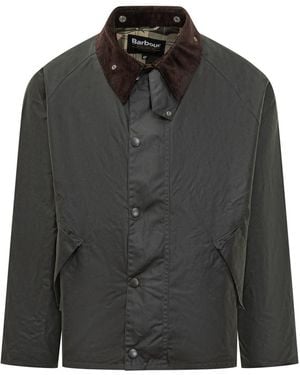Barbour Heritage Select Barbour Waxed Jacket With Velvet Collar - Black