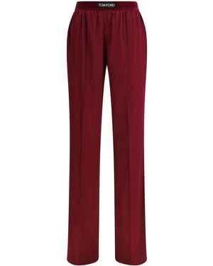 Tom Ford Dark Silk Trousers - Red