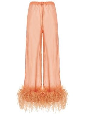 Oséree Feather Silk Trousers - Pink