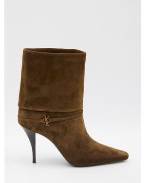 Saint Laurent Suede Niki Boots - Brown