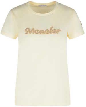 Moncler Cream Cotton T-Shirt - Natural
