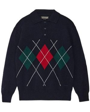 Baracuta Polo Neck Argyle - Blue