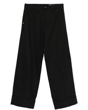 White Sand Cotton Flared Pants - Black