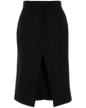 McQueen Black Stretch Wool Skirt
