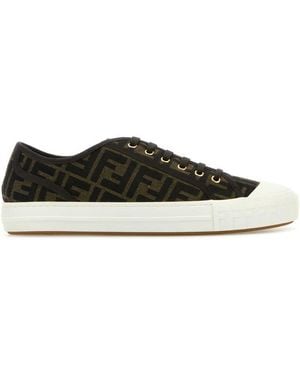 Fendi Embroidered Canvas Domino Trainers - Black
