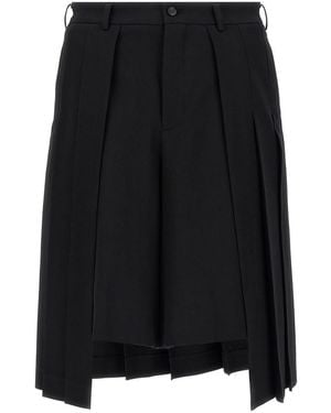 Comme des Garçons Pleated Wide-Leg Bermuda Shorts - Black