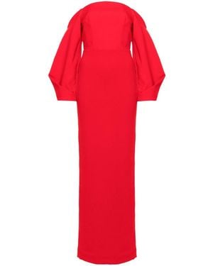 Solace London Off-Shoulder Puff Sleeve Maxi Dress - Red