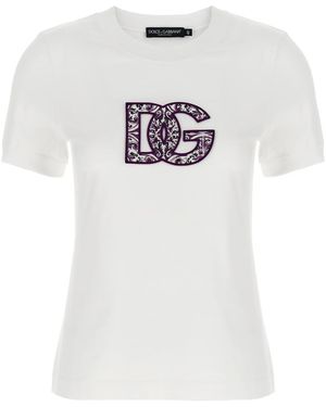 Dolce & Gabbana 'Maiolica' Logo Patch T-Shirt - White