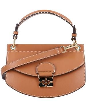 Ganni Mini Top Handle Apo-G Bag - Brown