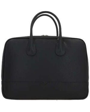 Valextra My Logo Leather Briefcase - Black