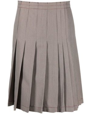 Marni Check-Print Pleated Midi Skirt - Brown