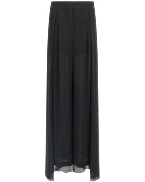 Alberta Ferretti High-Waisted Silk Georgette Palazzo Pants With Asymmetrical Back Panel - Black