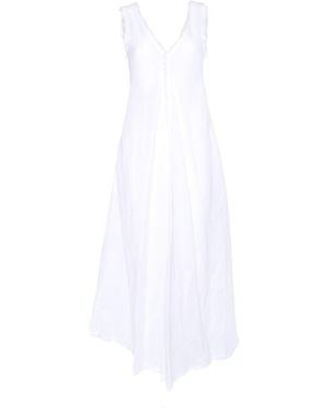 P.A.R.O.S.H. Flowing Maxi Dress With Deep V-Neckline - White