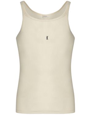 Tシャツ・カットソー SAINT LAURENT COTTON TANK TOP Logo cotton jersey tank top in white - Saint Laurent | Mytheresa