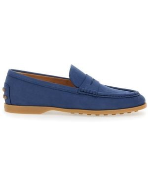 Tod's Loafers With Rubber Sole And Rubber Detail On The Back - Blue