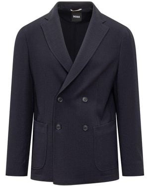 BOSS Double-Breasted Jacket - Blue
