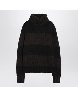 Dolce & Gabbana Striped Wool-Blend Turtleneck Jumper - Black