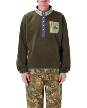 Brain Dead Equipment Ripstop Pullover Fleece Jacket - Green