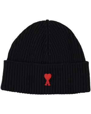 Ami Paris De Coeur Wool Beanie - Black