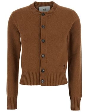 Ami Paris De Coeur Cardigan - Brown