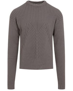 Rick Owens Textured Ribbed Knit Sweater - Gray