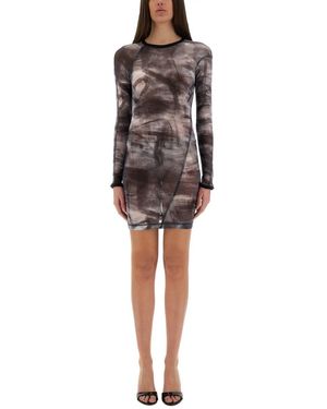Helmut Lang Scribble Twisted" Dress - Grey