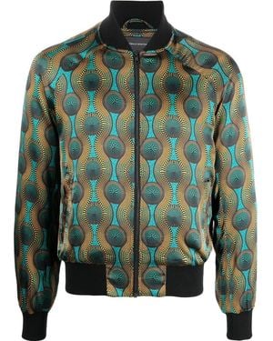 OZWALD BOATENG Printed Silk Bomber Jacket - Green