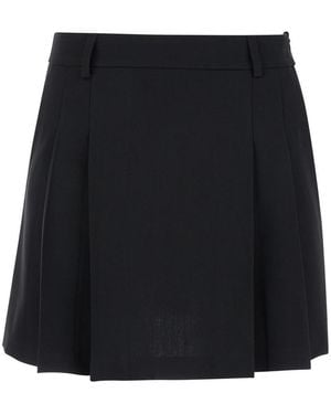 Plain Pleated Miniskirt - Black