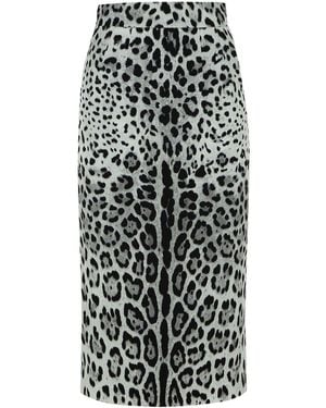 Dolce & Gabbana 'Animalier' Silk Skirt - White